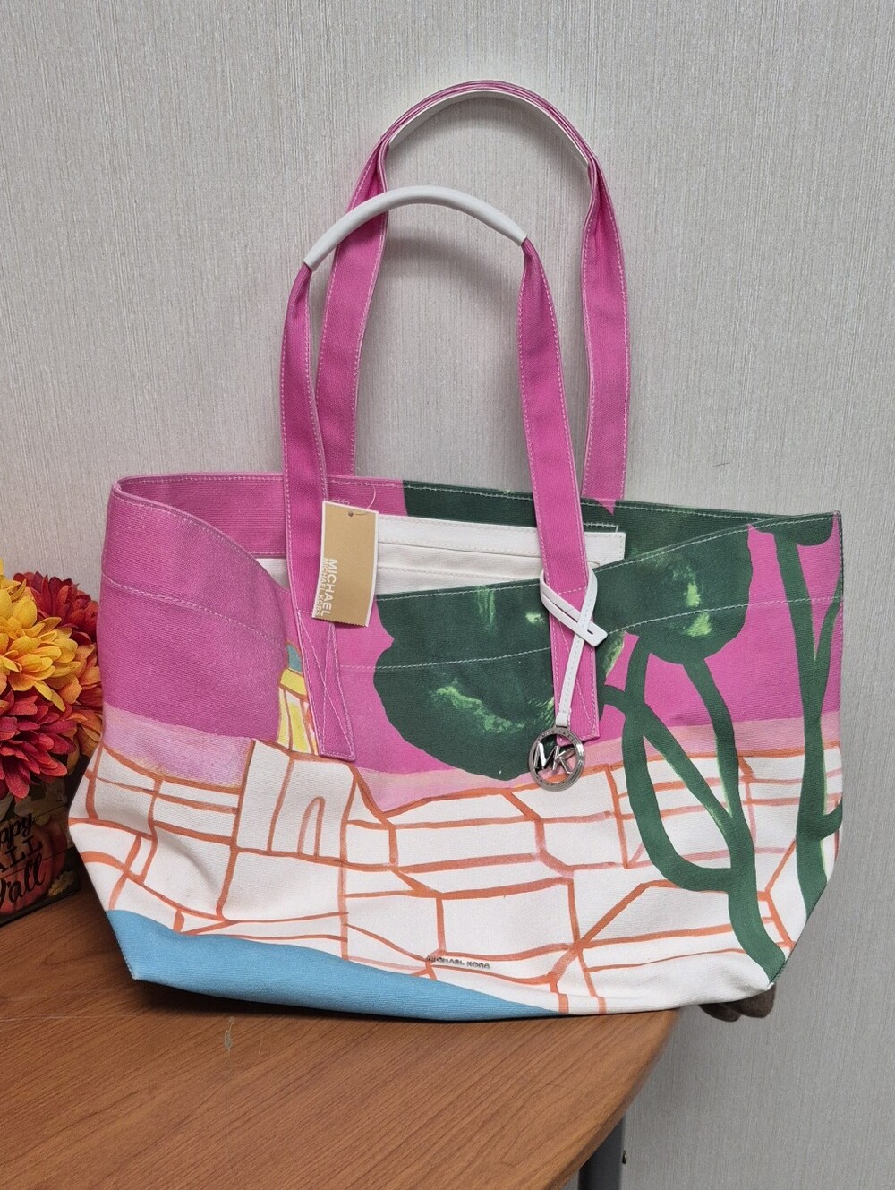 Michael Kors X Christina Zimpel Large Cotton Canvas Tote Bag. NEW WITH TAG - Picture 2 of 9